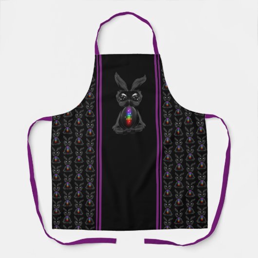 Cute Black Rabbit met Chakra Rainbow Soul Schort (Voorkant)