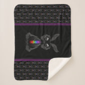 Cute Black Rabbit met Chakra Rainbow Soul Sherpa Deken (Voorkant)