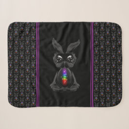Cute Black Rabbit met Chakra Rainbow Soul Sherpa Deken