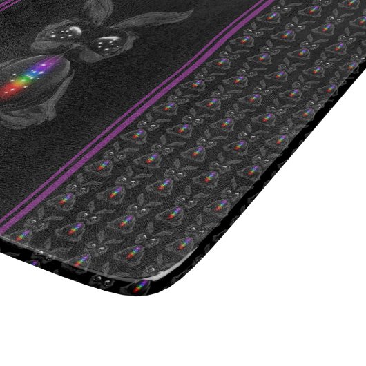 Cute Black Rabbit met Chakra Rainbow Soul Snijplank (Hoek)