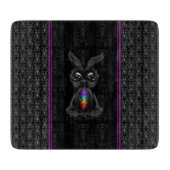 Cute Black Rabbit met Chakra Rainbow Soul Snijplank (Voorkant)