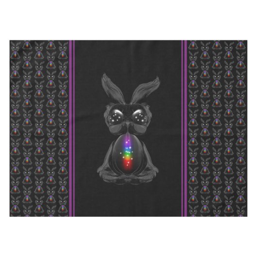 Cute Black Rabbit met Chakra Rainbow Soul Tafelkleed (Voorkant (Horizontaal))
