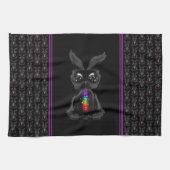 Cute Black Rabbit met Chakra Rainbow Soul Theedoek (Horizontaal)