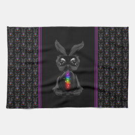 Cute Black Rabbit met Chakra Rainbow Soul Theedoek