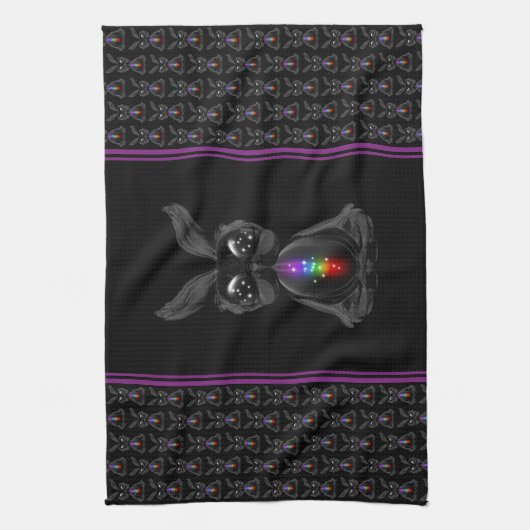 Cute Black Rabbit met Chakra Rainbow Soul Theedoek (Verticaal)