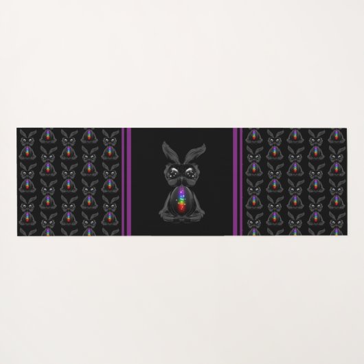 Cute Black Rabbit met Chakra Rainbow Soul Yogamat (Achterkant (horizontaal))