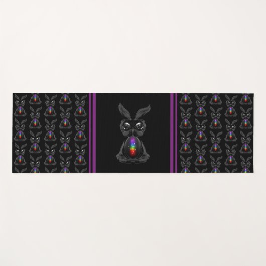 Cute Black Rabbit met Chakra Rainbow Soul Yogamat (Voorkant (horizontaal))