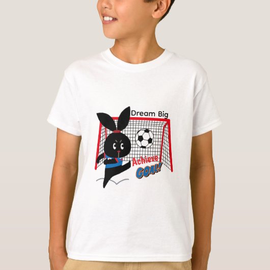 Cute Black Rabbit Soccer Player Design T-shirt (Voorkant)