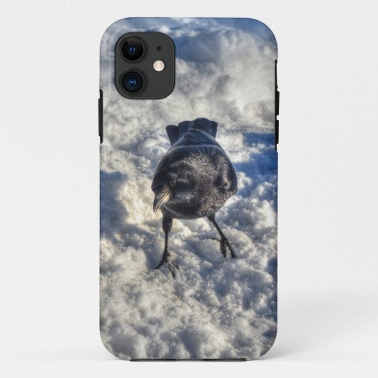 Cute Black Raven in de sneeuwfoto Case-Mate iPhone Case (Achterkant)