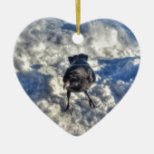 Cute Black Raven in de sneeuwfoto Keramisch Ornament (Voorkant)