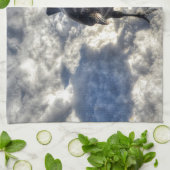 Cute Black Raven in de sneeuwfoto Theedoek (Gevouwen)