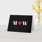 Cute black red hart aangepaste monogram typografie kaart (Gele Bloem)