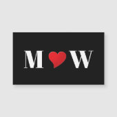 Cute black red hart douane monogram magnet (Voorkant)