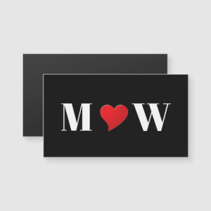 Cute black red hart douane monogram magnet