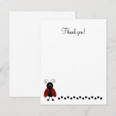 Cute Black & Red Ladybug Flat Hartelijk dank Notitiekaartje (Voorkant / Achterkant)