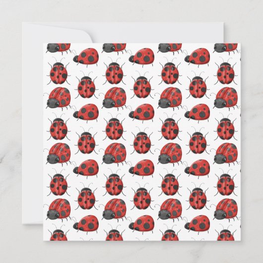 Cute Black Red Ladybug Pattern 1st Birthday Party Kaart (Achterkant)