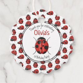 Cute Black Red Ladybug Pattern Hartelijk dank Bedankjes Labels