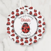 Cute Black Red Ladybug Pattern Hartelijk dank Bedankjes Labels (Achterkant)