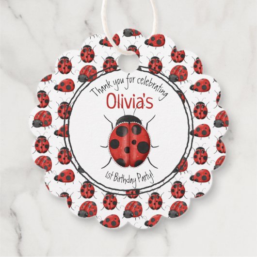 Cute Black Red Ladybug Pattern Hartelijk dank Bedankjes Labels (Achterkant)