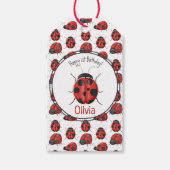 Cute Black Red Ladybug Pattern Hartelijk dank Cadeaulabel (Voorkant)