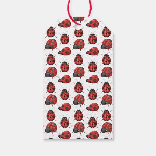 Cute Black Red Ladybug Pattern Hartelijk dank Cadeaulabel (Achterkant)