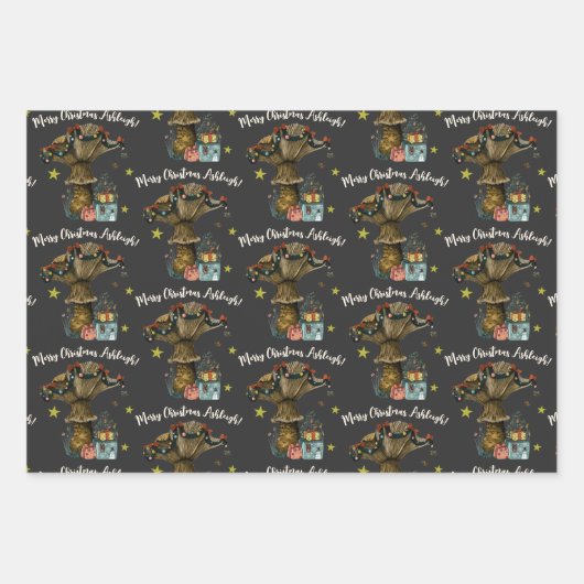 Cute Black Roze paddenstoel Kerstmis Aangepaste na Inpakpapier Vel (Voorkant 2)