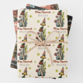 Cute Black Roze paddenstoel Kerstmis Aangepaste na Inpakpapier Vel (In situ)