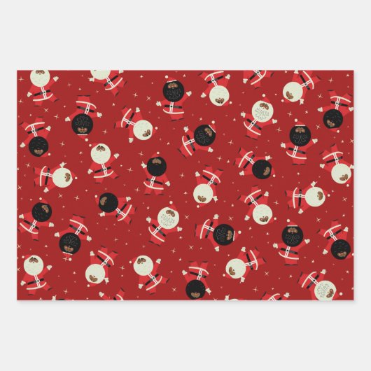 Cute Black Santa Party Pattern-Collectie Inpakpapier Vel (Voorkant 2)