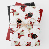 Cute Black Santa Party Pattern-Collectie Inpakpapier Vel (In situ)