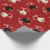 Cute Black Santa Party Pattern op Red Background Cadeaupapier (Hoek)