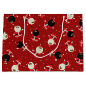 Cute Black Santa Party Pattern op Red Background Groot Cadeauzakje (Voorkant)