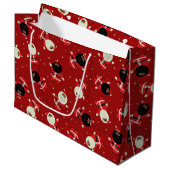 Cute Black Santa Party Pattern op Red Background Groot Cadeauzakje (Voorkant Gekanteld)