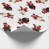 Cute Black Santa Party Pattern op White Background Cadeaupapier (Hoek)