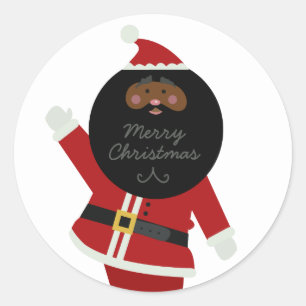 Cute Black Santa Party Ronde Sticker