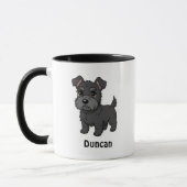 Cute Black Scottish Terrier Dog Custom Name Mok (Links)
