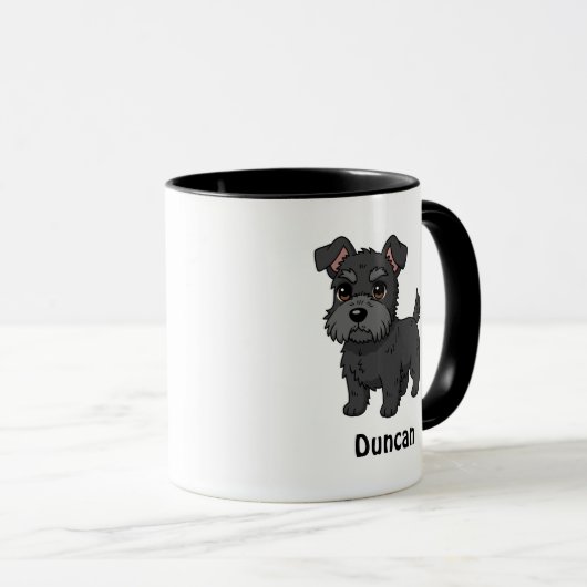 Cute Black Scottish Terrier Dog Custom Name Mok (Voorkant rechts)