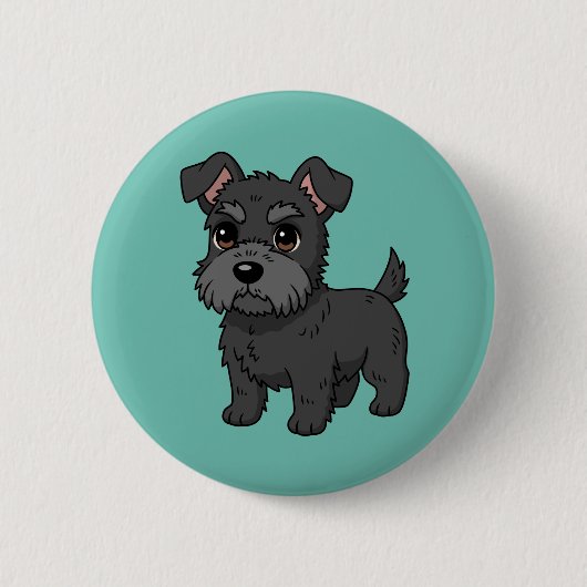Cute Black Scottish Terrier Dog Green Ronde Button 5,7 Cm (Voorkant)