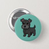 Cute Black Scottish Terrier Dog Green Ronde Button 5,7 Cm (Voorkant /achterkant)