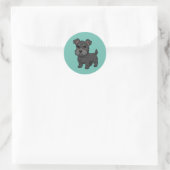 Cute Black Scottish Terrier Dog Green Ronde Sticker (Tas)