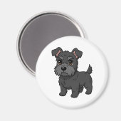 Cute Black Scottish Terrier Dog Magneet (Voorkant / Achterkant)