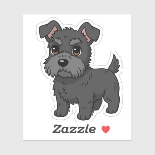 Cute Black Scottish Terrier Dog Sticker (Vel)