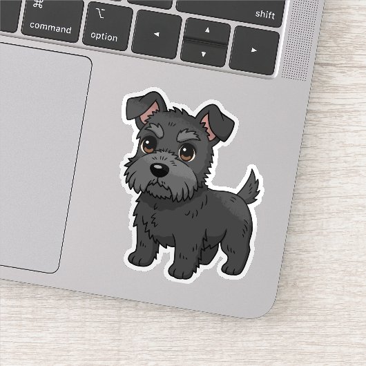 Cute Black Scottish Terrier Dog Sticker (Detail)