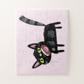 Cute Black Scruffy Cartoon Kitten Cat Legpuzzel (Verticaal)