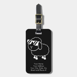 Cute Black Sheep Cartoon Bagagelabel