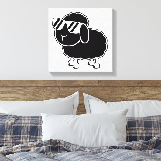 Cute Black Sheep Cartoon Canvas Afdruk (Insitu (Slaapkamer))