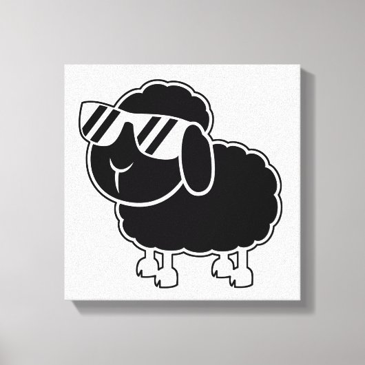 Cute Black Sheep Cartoon Canvas Afdruk (Voorkant)