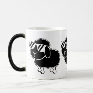 Cute Black Sheep Cartoon Magische Mok