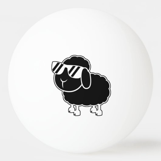 Cute Black Sheep Cartoon Pingpongbal (Achterkant)