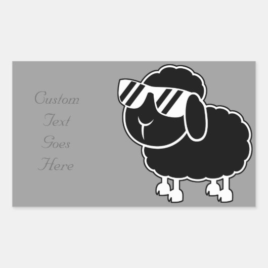 Cute Black Sheep Cartoon Rechthoekige Sticker (Voorkant)