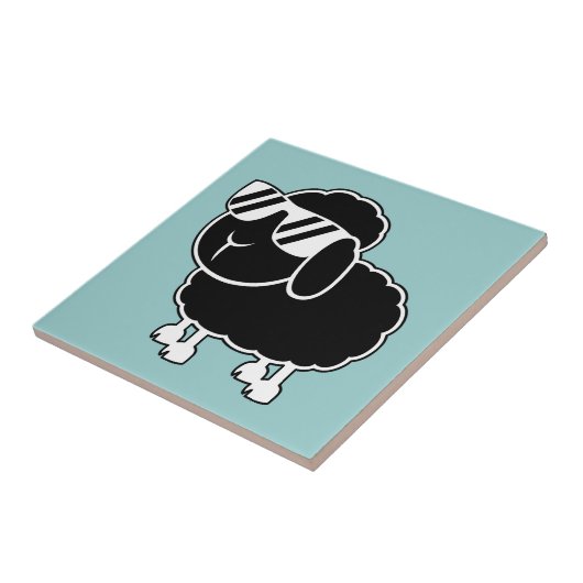 Cute Black Sheep Cartoon Tegeltje (Zijkant)